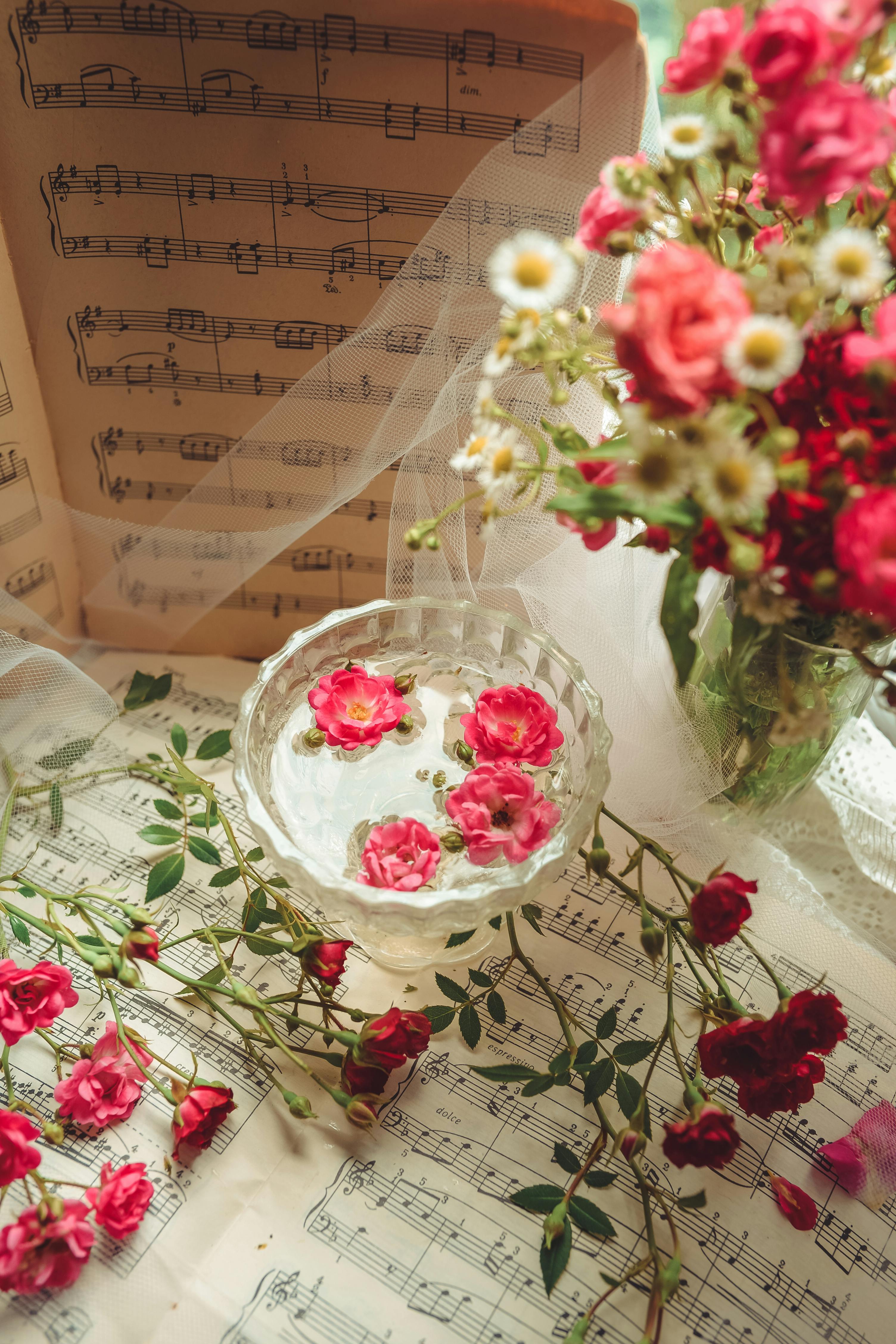 Noten mit Blumen